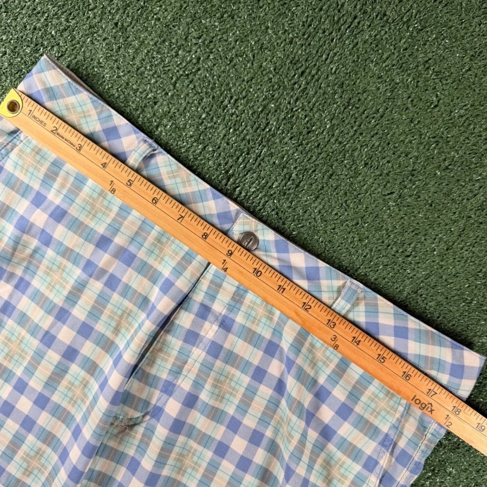 Johnnie-O Golf Shorts Mens 36 Blue Plaid Excellent Performance Stretch Prep